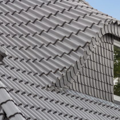 Silbergraues Z5-Dach mit  Fledermausgaube